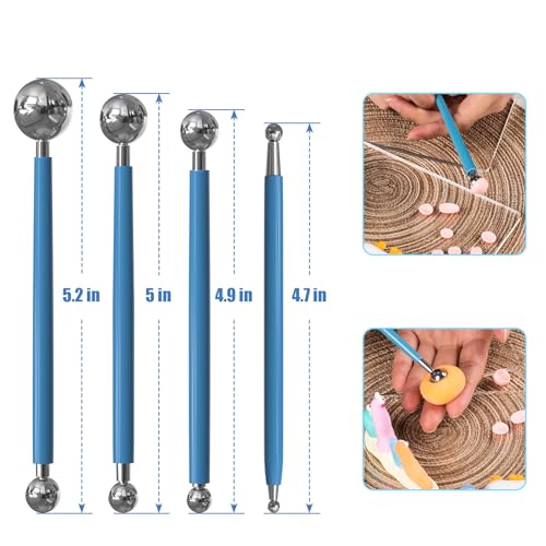 KACOLA Dotting Tools, Silicone Clay Sculpting Tool, Ceramic Clay Ball Stylus Dot Painting Tools, Pottery Embossing Tool for Rock, Nail, Blending, Drawing, Modeling - Image 3