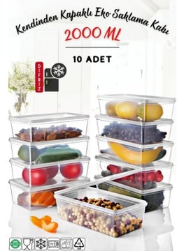 Boz House 10 Pieces Self-Lidded Deep Freezer Suitable Storage Container 2 Lt  - Image 1