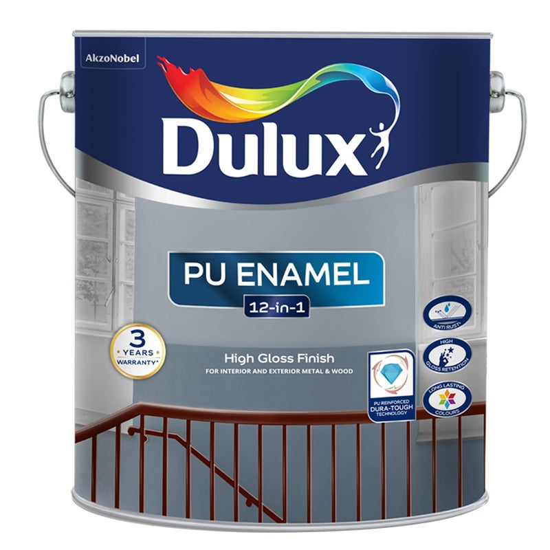 Dulux PU Enamel White 1 Litre High Gloss Finish Paint for Interior Exterior Metal & Wood Surfaces with Fast Drying Anti-Rust & Complete Coverage - Image 3