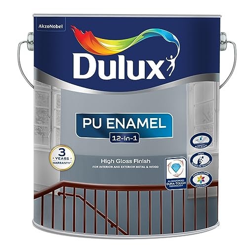 Dulux PU Enamel White 1 Litre High Gloss Finish Paint for Interior Exterior Metal & Wood Surfaces with Fast Drying Anti-Rust & Complete Coverage - Image 1