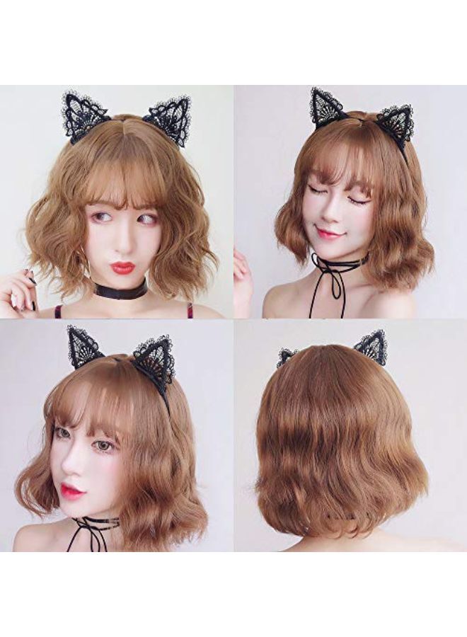 YAXAMING Cat Ears Headband Lace Cat Hairband Flower Christmas Hair Bands Women Girls Kids Hair Hoop Kitten Headdress Headwear Headpiece Party Decoration Cosplay Costume Cute Handmade Hair Accessories 4 Pack - Image 3