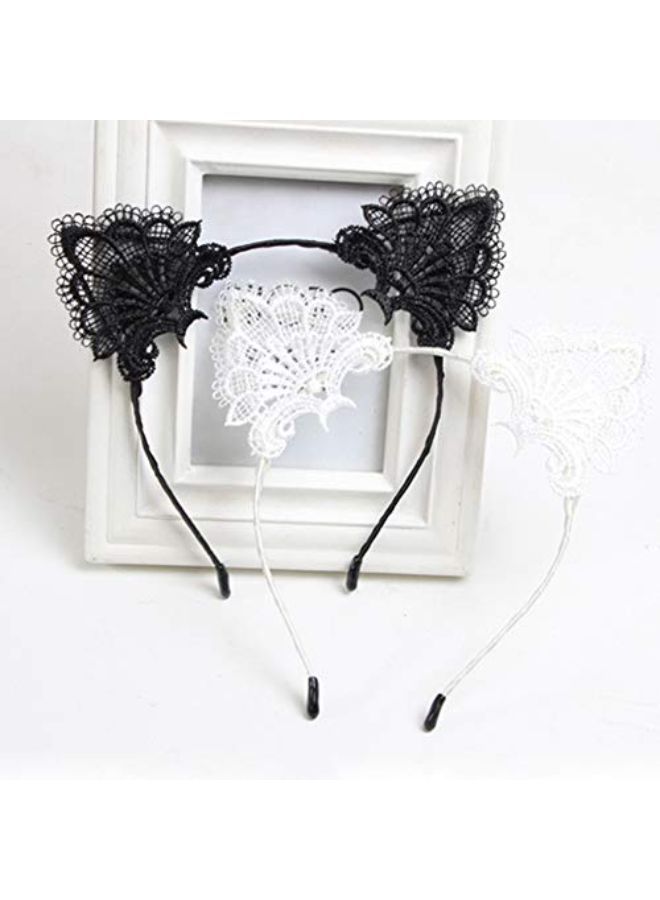 YAXAMING Cat Ears Headband Lace Cat Hairband Flower Christmas Hair Bands Women Girls Kids Hair Hoop Kitten Headdress Headwear Headpiece Party Decoration Cosplay Costume Cute Handmade Hair Accessories 4 Pack - Image 4