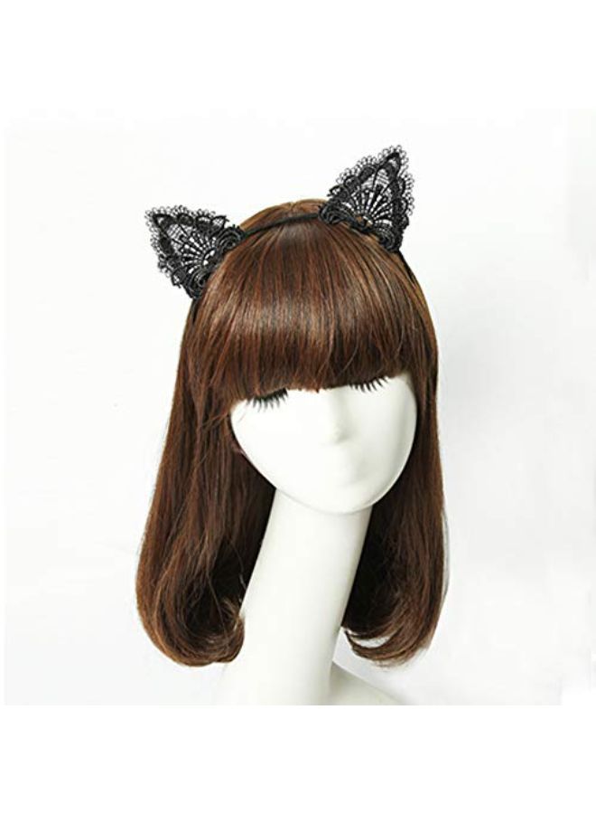 YAXAMING Cat Ears Headband Lace Cat Hairband Flower Christmas Hair Bands Women Girls Kids Hair Hoop Kitten Headdress Headwear Headpiece Party Decoration Cosplay Costume Cute Handmade Hair Accessories 4 Pack - Image 1