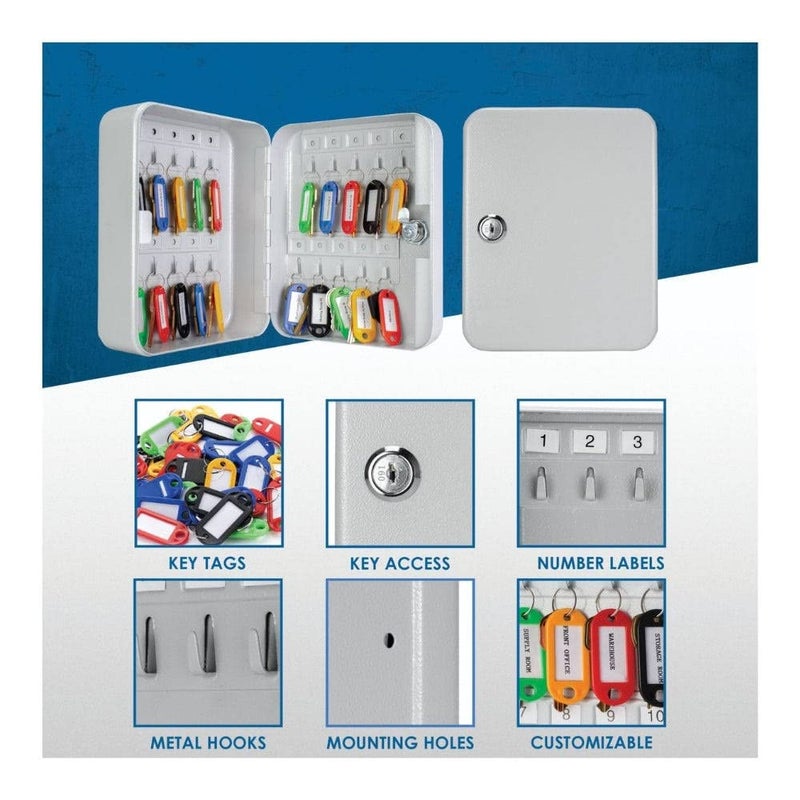 Cyrox WallMount Security Key Holder Box Metal Safe Cabinet Key Storage Lock Cabinet Lock Box Hanging Key Manager with Included Key Tags for Office Home Hotels Parking 1Pcs - Image 3