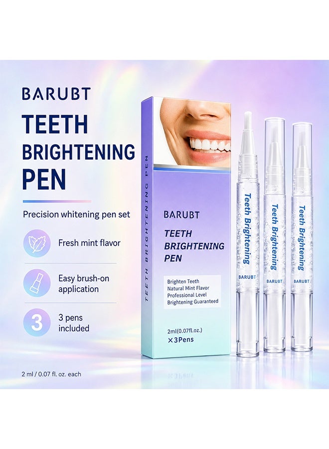 BARUBT Teeth Brightening Pen, Teeth Whitener Kit Tooth Whitening Pen Gel Effective For Professionally Stain Removal, Painless, Low Sensitivity, No Sensitivity Snow Teeth Whitener Gel Kit For A Brighter Smile (Pack Of 3) - Image 2