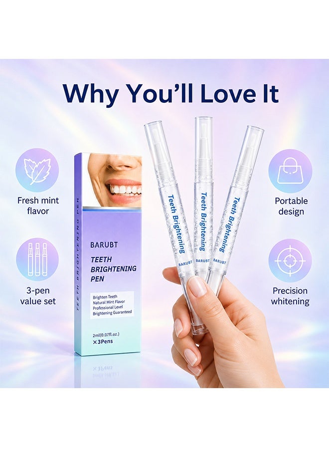 BARUBT Teeth Brightening Pen, Teeth Whitener Kit Tooth Whitening Pen Gel Effective For Professionally Stain Removal, Painless, Low Sensitivity, No Sensitivity Snow Teeth Whitener Gel Kit For A Brighter Smile (Pack Of 3) - Image 3
