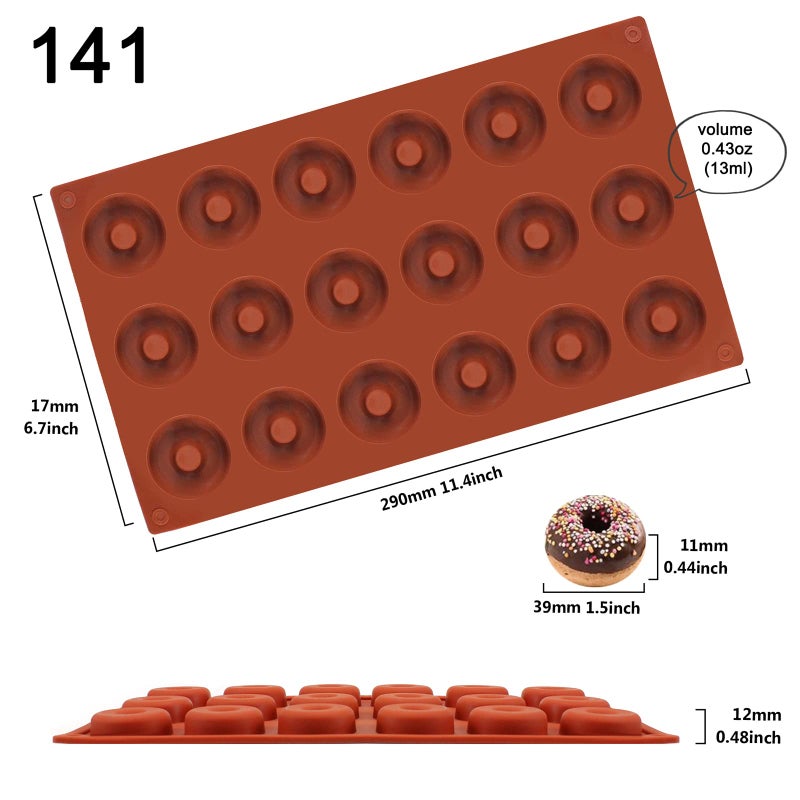 Funshowcase Mini Donut Silicone Mold 18 Cavity 12x7x0.4'' - Image 2