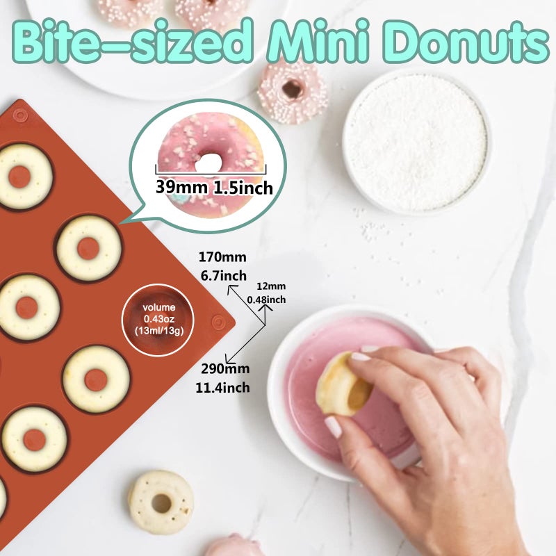 Funshowcase Mini Donut Silicone Mold 18 Cavity 12x7x0.4'' - Image 5