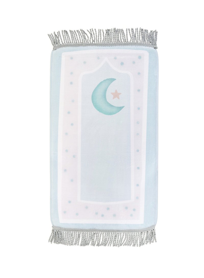 هلالفل سجادة صلاة للأطفال من هلال فول، مصنوعة من الإسفنج - لون أزرق أو شرابات زرقاء | مقاومة للماء، قابلة للطي، مناسبة للحج والعمرة والسفر | سجادة صلاة مبطنة مانعة للانزلاق، مناسبة للجنسين، من 5 إلى 12 سنة