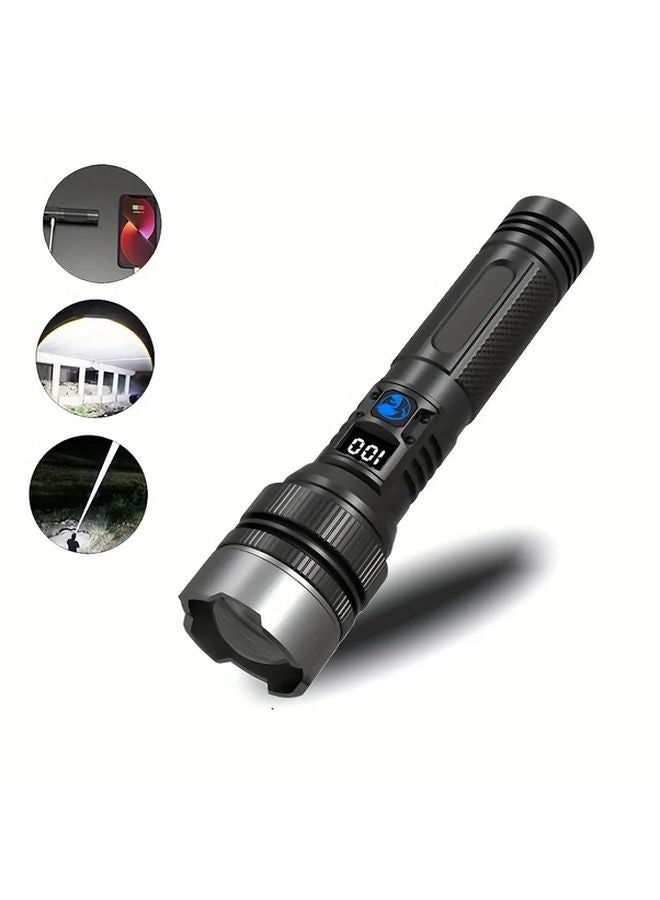 1 قطعة مصباح يدوي فائق السطوع، مصباح محمول قابل لإعادة الشحن عبر USB، قابل للسحب والتصغير، مناسب للتخييم والمشي ورحلات الطوارئ - Image 1