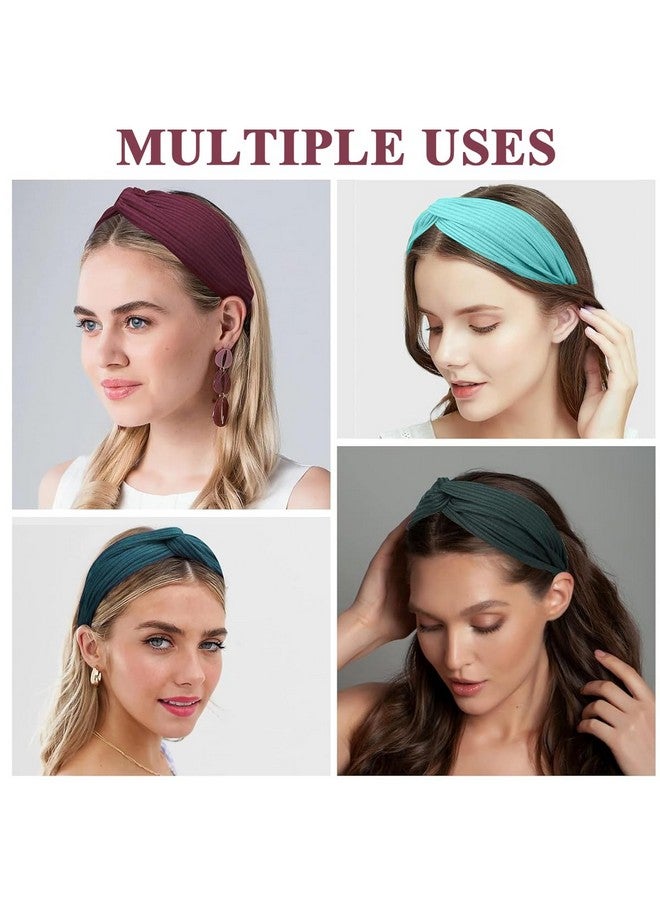 MAYCREATE¬Æ 4 Pack Women Wide Headband Boho Headbands Stretch Wide Hair Bands Yoga Sweatband Sports Headband Polyester Head Wraps Stylish Head Bands - Image 5