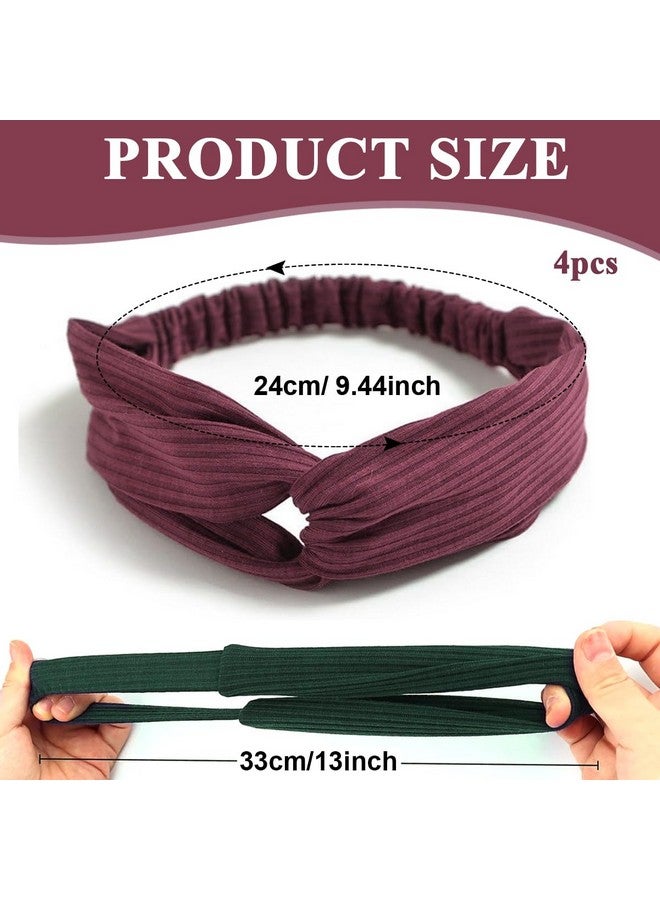MAYCREATE¬Æ 4 Pack Women Wide Headband Boho Headbands Stretch Wide Hair Bands Yoga Sweatband Sports Headband Polyester Head Wraps Stylish Head Bands - Image 2