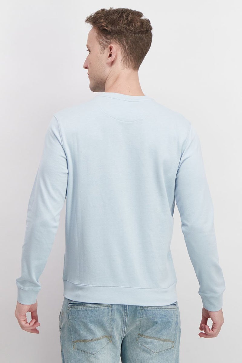 Gazzarrini Men Crew Neck Brand Logo Sweatshirt, Light Blue - Image 3
