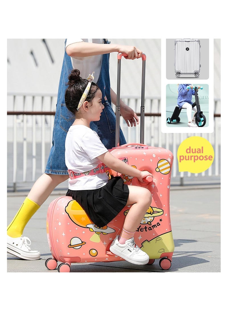 BLOOMING TIME New Children's Ride On Wheels Suitcase Children Cartoon Trolley Suitcase Travel Suitcases Can Sit and Ride Rolling Luggage Gifts - Image 3
