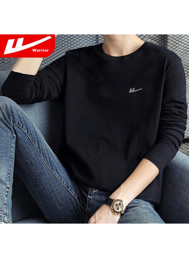 Pull Back Warrior Long-sleeve T-shirt For Men, Pure Cotton Round Neck Printed Loose Pullover Undershirt, Autumn Casual Trendy Breathable Top, Men's Clothing - Image 1