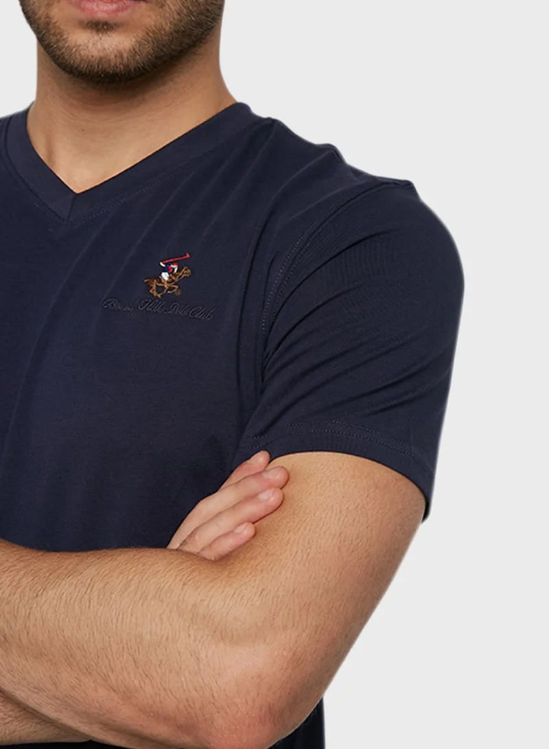 bhpoloclub Embroidered Logo V-Neck T-Shirt