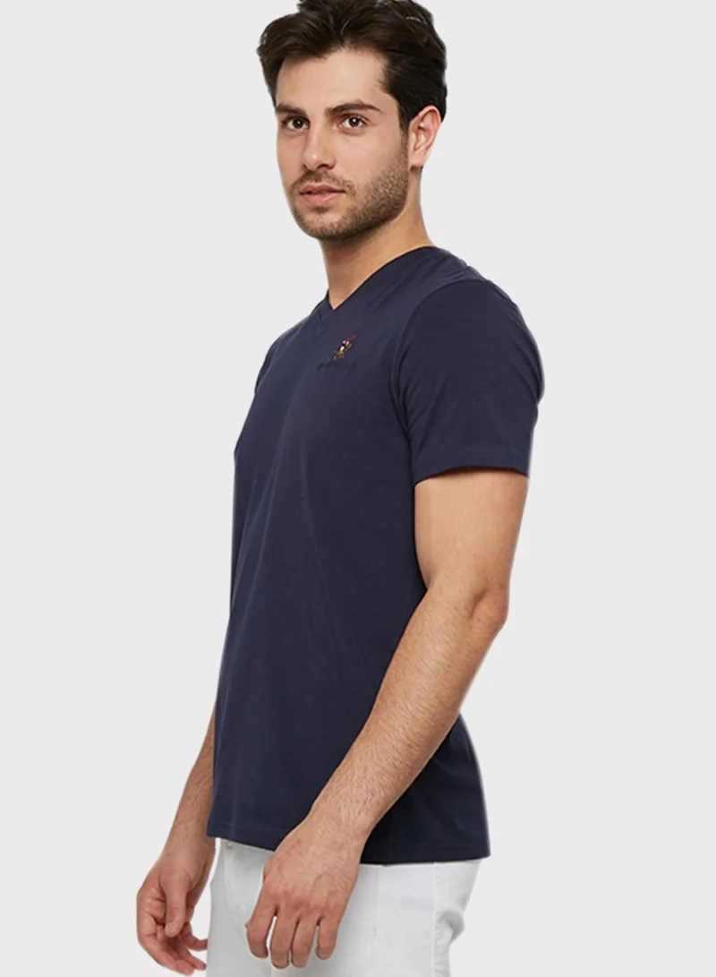 bhpoloclub Embroidered Logo V-Neck T-Shirt