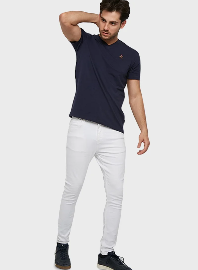 bhpoloclub Embroidered Logo V-Neck T-Shirt