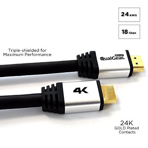 QualGear High Speed Long HDMI 2.0 Cable with Ethernet (50 Feet) - 100% OFC Copper, 24 Awg, 24K Gold Plated Contacts, CL3 Rated, Triple-Shielded. Supports 4K UHD, 3D, 18 Gbps, ARC (QG-CBL-HD20-50FT) - Image 4
