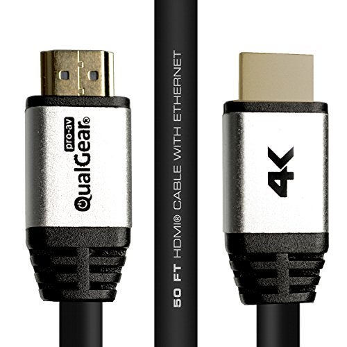 QualGear High Speed Long HDMI 2.0 Cable with Ethernet (50 Feet) - 100% OFC Copper, 24 Awg, 24K Gold Plated Contacts, CL3 Rated, Triple-Shielded. Supports 4K UHD, 3D, 18 Gbps, ARC (QG-CBL-HD20-50FT) - Image 1