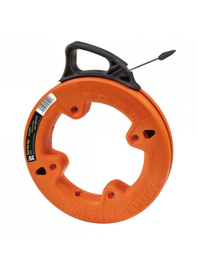 Klein Tools 56005 Fish Tape, 25-Foot Steel Fish Tape, 1/4-Inch, Plastic Tip, Etched for Measuring, Updated Model Cat. No. 56335 Available - Image 1