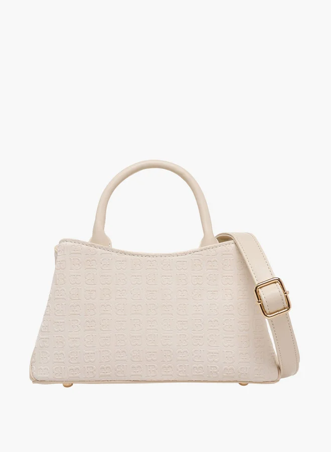 Flora Bella By Shoexpress Monogram Embossed Tote Bag with Zip Closure