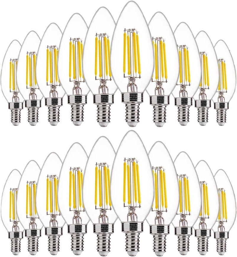 مصابيح شمعة LED، قاعدة E14، 2700K أبيض ناعم، 450LM، مكافئ 40W، عبوة 20 - Image 1