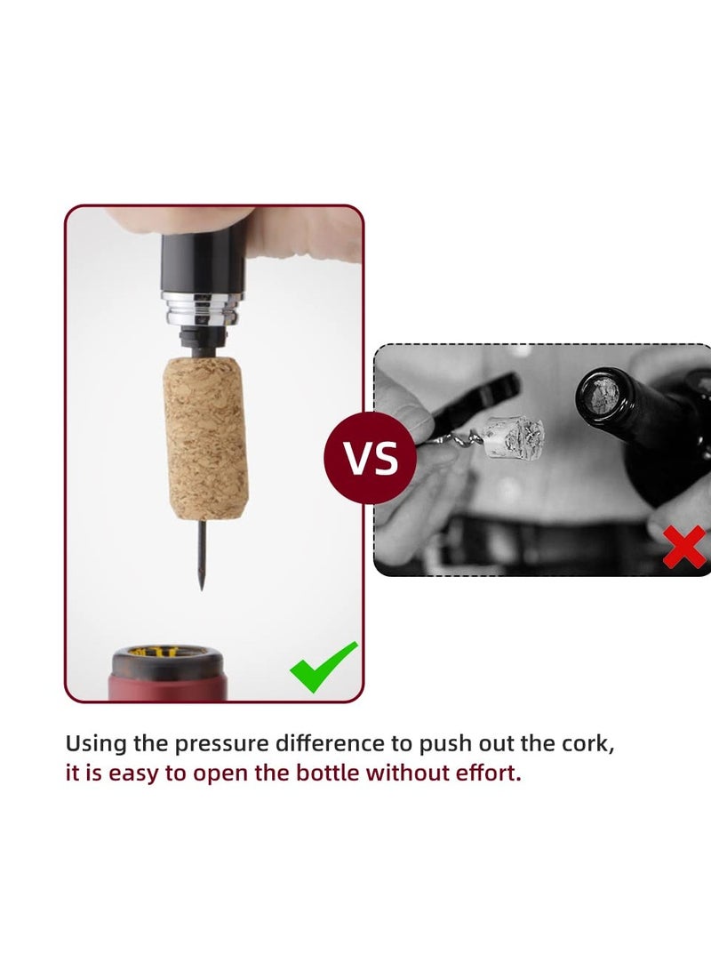 Excefore Portable Air Pressure Wine Opener, 2 in 1 Cork Wine Opener Needle with Foil Cutter, Handheld Cork Opener, Effortless Wine Opening - Image 5