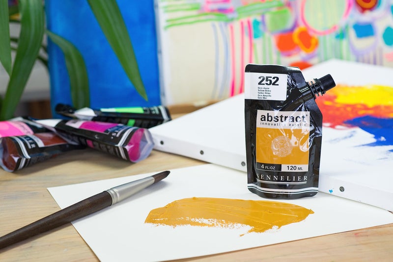 Sennelier Abstract Artist Acrylic 120 ml Pouch (Yellow Ochre) - Image 3
