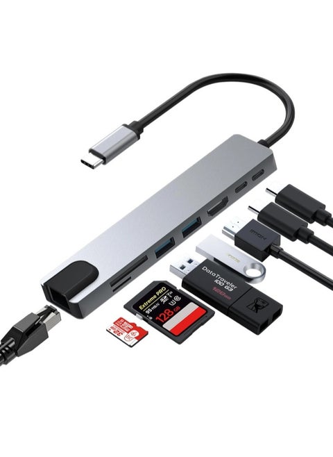 USB C Hub, 8 in 1 USB C Docking Station with 4K HDMI,100W PD, 3 5Gbps Data Ports(2 USB-C & 3 USB 3.0),TF/SD Card Reader, USB Hub for Laptop, MacBook Pro/Air/Mac/Dell/HP/ASUS/Acer/Steam Deck