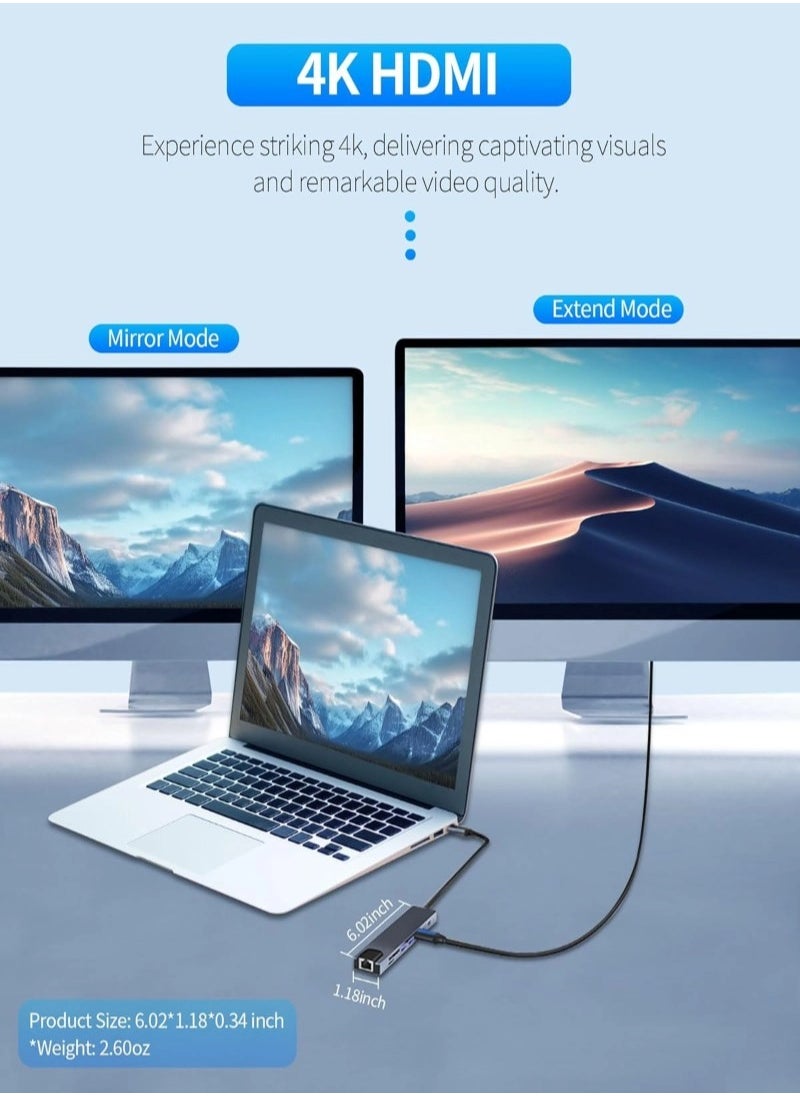 USB C Hub, 8 in 1 USB C Docking Station with 4K HDMI,100W PD, 3 5Gbps Data Ports(2 USB-C & 3 USB 3.0),TF/SD Card Reader, USB Hub for Laptop, MacBook Pro/Air/Mac/Dell/HP/ASUS/Acer/Steam Deck