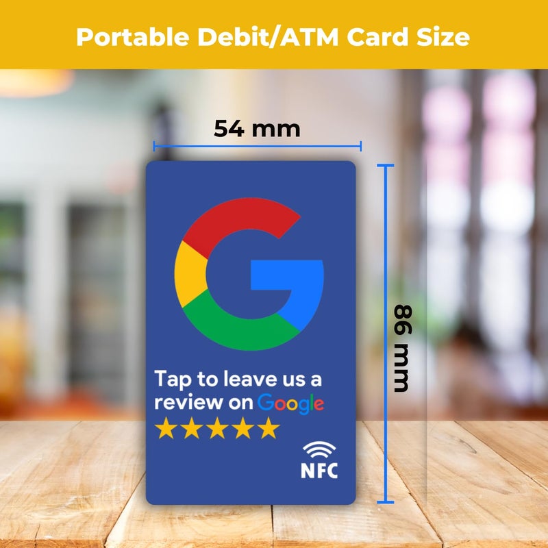 Tinydabba مراجعة بطاقة NFC زرقاء | مع رمز QR | تعزيز مراجعات الأعمال من خلال النقر أو المسح | بطاقة PVC مُعدة مسبقًا | تعمل مع أي هاتف ذكي يدعم NFC | مع لوحة التحكم - Image 4