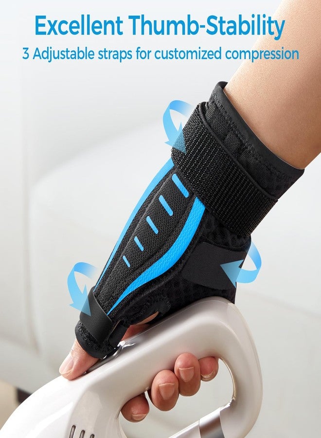 FULDAY Thumb Brace Right/Left Hand, Thumb Spica Splint Hand Brace for Arthritis Pain and Support, Ergonomical Thumb Stabilizer for Trigger Thumb, CMC, De Quervains Tenosynovitis Pain Relief (Blue/Black, M - Fit both hands) - Image 3