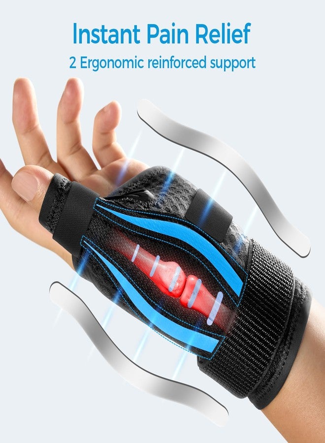 FULDAY Thumb Brace Right/Left Hand, Thumb Spica Splint Hand Brace for Arthritis Pain and Support, Ergonomical Thumb Stabilizer for Trigger Thumb, CMC, De Quervains Tenosynovitis Pain Relief (Blue/Black, M - Fit both hands) - Image 2