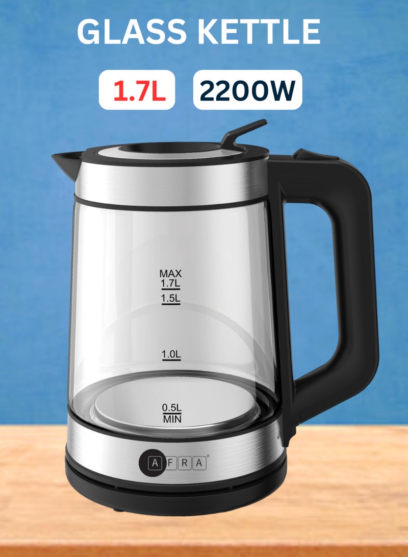 AFRA Electric Kettle | 1.7L | 2200W | 360° Cordless | Overheat Protection | Auto Shut-Off | Detachable Base | 2-Year Warranty - Image 1