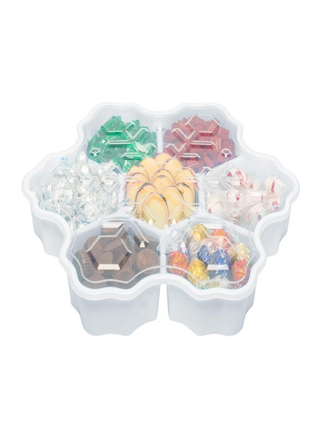 KOLORAE Snowflake Serving Tray - Reusable Unique 7 Compartment Holiday Snack Tray with Lid. Great for Entertaining or Food Storage for Appetizers, Snacks, Chips and Dip, Fruits and Veggies. (White) - Image 5