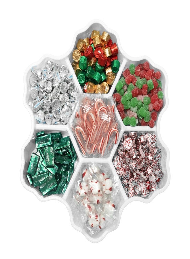 KOLORAE Snowflake Serving Tray - Reusable Unique 7 Compartment Holiday Snack Tray with Lid. Great for Entertaining or Food Storage for Appetizers, Snacks, Chips and Dip, Fruits and Veggies. (White) - Image 3