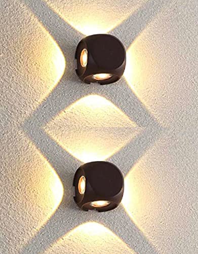 Groeien (Pack of 2) 16 Watts LED Square Shape Outdoor Exterior Wall Four Way Left Right UP Down Light (Warm White,Aluminium) - Image 1