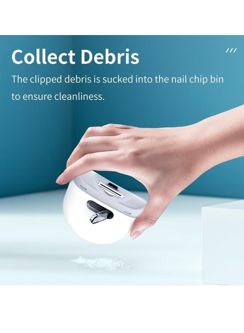 بلو فاير مقص أظافر كهربائي أوتوماتيكي - شاحن عبر USB، هادئ مع إضاءة LED، يجمع قصاصات الأظافر، آمن ومحمول للكبار والصغار وكبار السن - هدية مثالية للعائلة ومقدمي الرعاية - Image 3