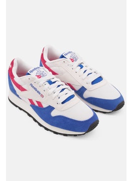 Reebok Men Classic Leather Lace Up Running Shoes, Blue  - Image 1