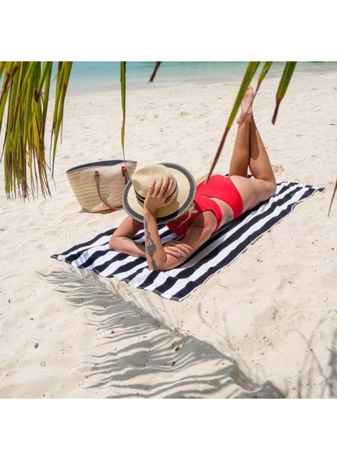 SIGNOOLA Kids Beach Towel Striped 100x50 cm-White-Black  - Image 3