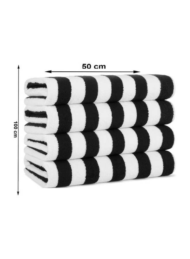 SIGNOOLA Kids Beach Towel Striped 100x50 cm-White-Black  - Image 1