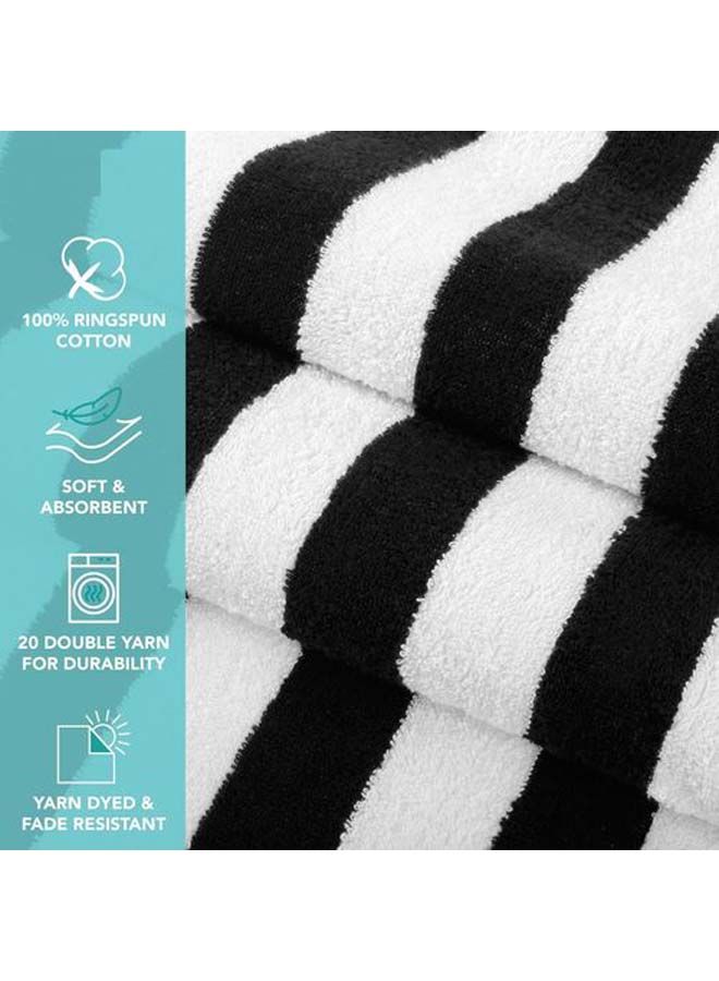 SIGNOOLA Kids Beach Towel Striped 100x50 cm-White-Black  - Image 4