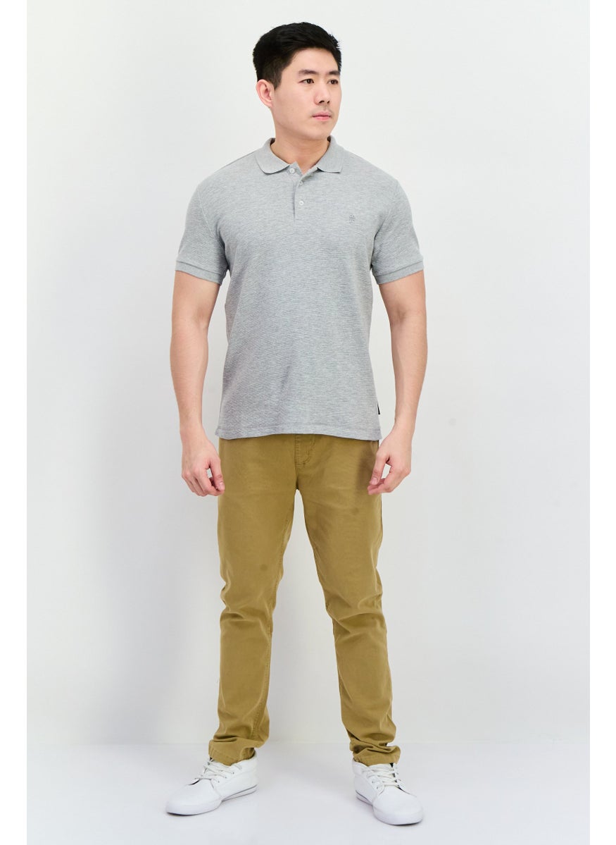 French Connection Men Regular Fit Brand Logo Short Sleeves Polo Shirt, Light Grey Mel  - Image 4