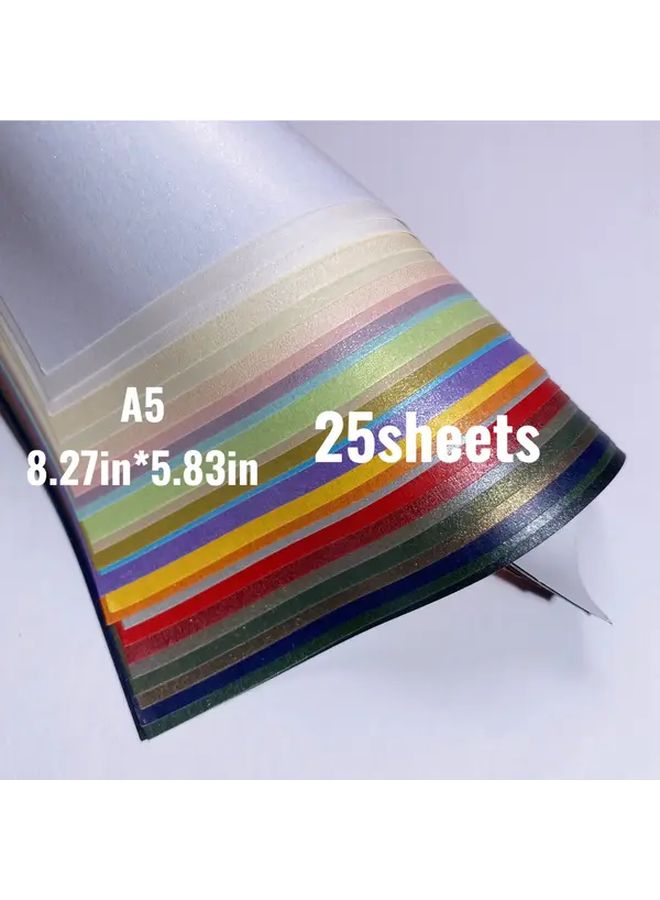 ورقة قوسية متميزة مقاس A5 25 قطعة 25 لونًا قابلة للطباعة من جهة واحدة 120 جرامًا لمشاريع الأعمال اليدوية وتصميم السجلات والشارات - Image 1