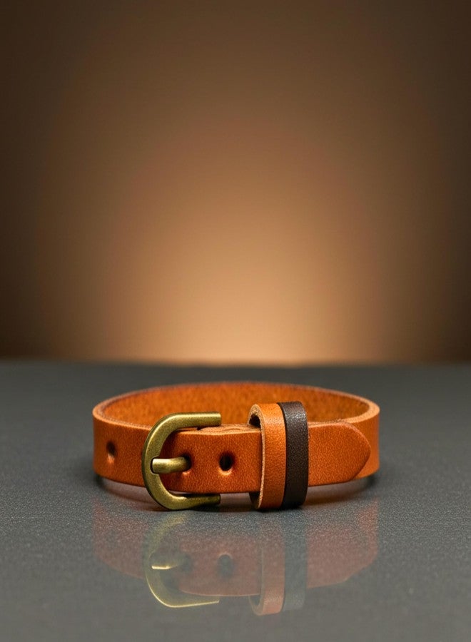 THE MEN THING VINTAGE EMBER - 11mm Brown Genuine Leather Adjustable Bracelet for Men & Boys (9 inch) - Image 4