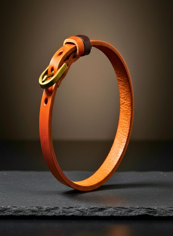 THE MEN THING VINTAGE EMBER - 11mm Brown Genuine Leather Adjustable Bracelet for Men & Boys (9 inch) - Image 3