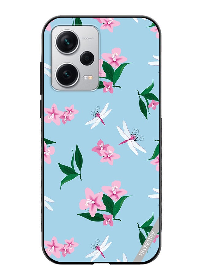 VR CREATIVE Protective Case Cover For Xiaomi Redmi Note 12 Pro Plus Dragonfly And Flowers Design Multicolour  - Image 1