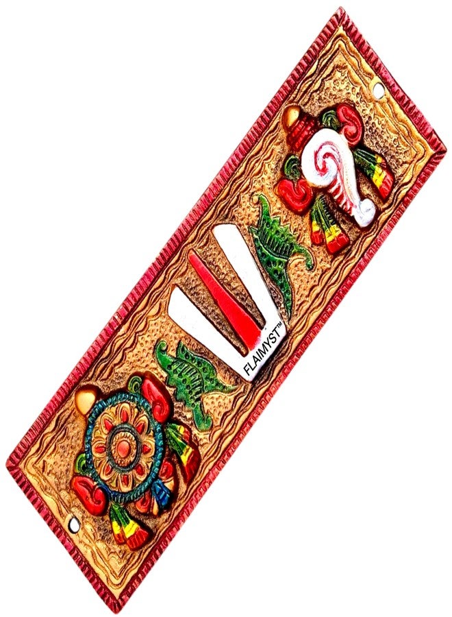 FLAIMYST Shank Chakra Tilak for Door Entrance in Aluminium Metal, Tirupati Door Wall Hanging Shankh Chakra Namah Decorative for Home, Office, Room, Religious House Warming (Copper Multicolor) - Image 5