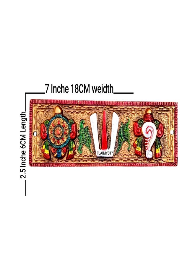 FLAIMYST Shank Chakra Tilak for Door Entrance in Aluminium Metal, Tirupati Door Wall Hanging Shankh Chakra Namah Decorative for Home, Office, Room, Religious House Warming (Copper Multicolor) - Image 2